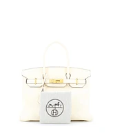 Pre-Owned Hermes Birkin 30 Handbag Light Clemence with Gold Hardware