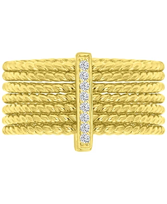 Cubic Zirconia Multilayer Textured Statement Ring 14k Gold-Plated Sterling Silver