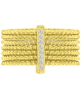 Cubic Zirconia Multilayer Textured Statement Ring 14k Gold-Plated Sterling Silver