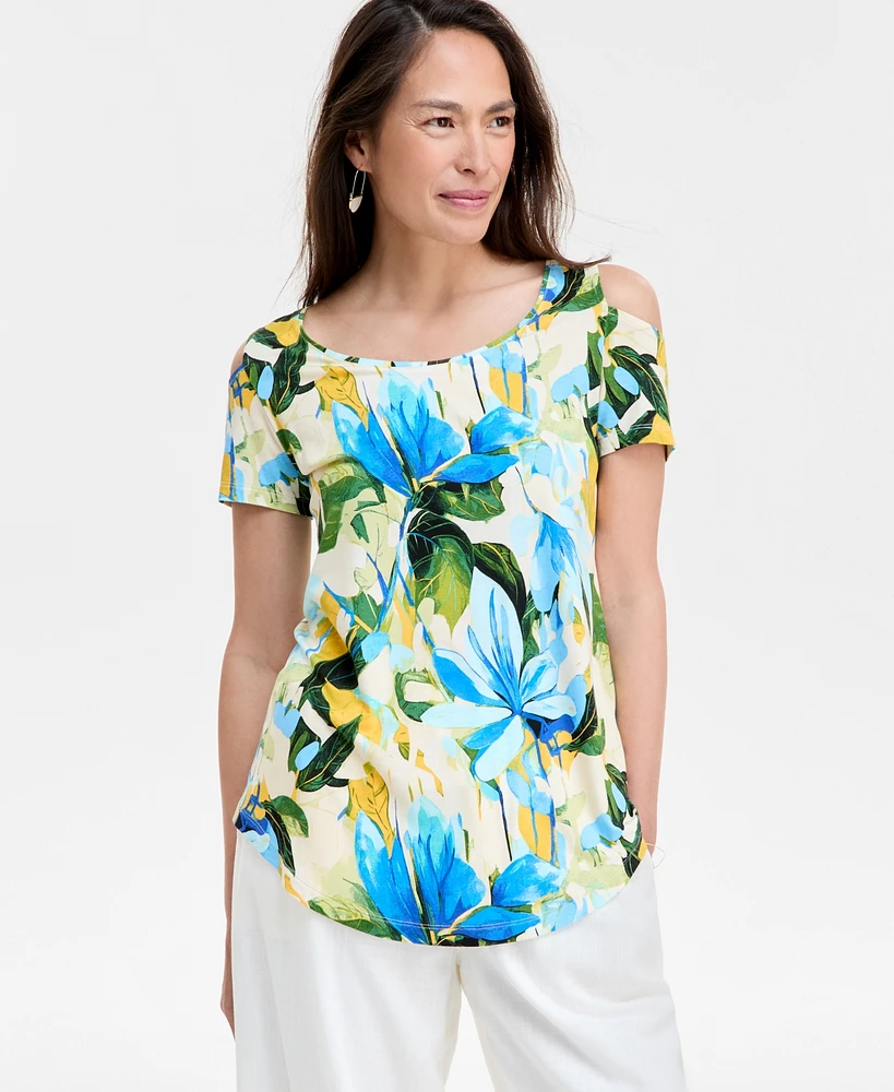 Jm Collection Women's Printed Short-Sleeve Top, Exclusively at Macy's