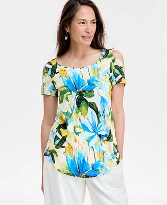 Jm Collection Women's Printed Short-Sleeve Top, Exclusively at Macy's