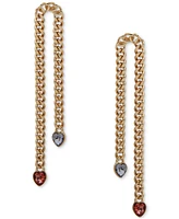 Emily in Paris Gold-Tone Heart Stone Curb Link Chain Drop Earrings