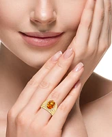Effy Citrine (4-7/8 ct. t.w.) & Zircon (1/3 ct. t.w.) Statement Ring in 14k Gold over Silver