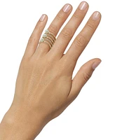 Emily in Paris Gold-Tone Pave & Imitation Pearl Multi-Row Ring