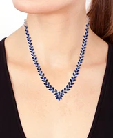 Effy Sapphire (12-1/5 ct. t.w.) & Diamond (1/2 ct. t.w.) V-Shape 18" Collar Necklace in 14k White Gold