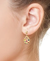 Effy Collection Diamond (1/20 ct. t.w.) & Multi Sapphire (2-1/3 ct. t.w.) Teardrop Earrings in 14k Gold Over Silver