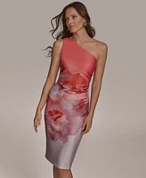 Donna Karan New York Petite Floral-Print One-Shoulder Sheath Dress