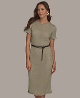 Donna Karan New York Women's Jewel-Neck Belted Sheath Dress