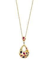 Effy Collection Diamond Accent & Multi Sapphire (1-5/8 ct. t.w.) Pendant Necklace in 14k Gold Over Silver, 17" + 1" extender