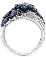 Effy Collection Diamond (1/2 ct. t.w.) & Sapphire (3-1/6 ct. t.w.) Ring in 14k White Gold