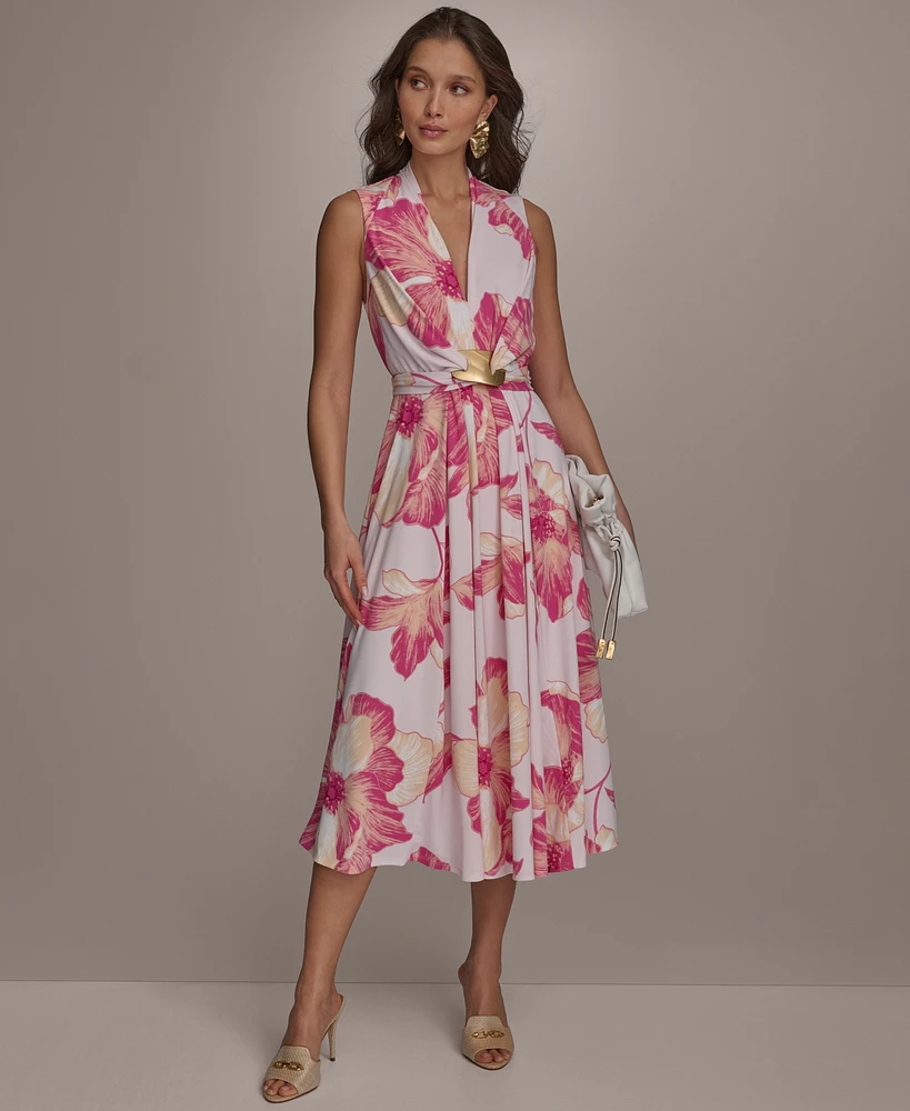 Donna Karan New York Women's Floral-Print A-Line Dress