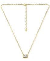Giani Bernini Cubic Zirconia Bezel Set Solitaire Pendant Necklace, 16" + 2" extender, Exclusively at Macy's
