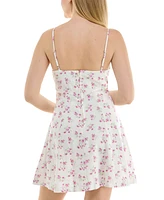 Trixxi Juniors' Floral Sweetheart-Neck Mini Dress