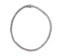 Sterling Silver White Gold Plated with Clear Cubic Zirconia Braided Tennis Necklace