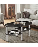 Tempered Glass Oval Side Coffee Table