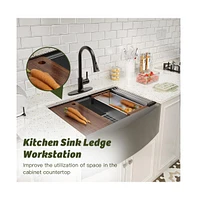 Casainc 33" L x 22" W Farmhouse Stainless Steel Kitchen Sink with Faucet Included