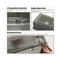 Casainc 32" L x 19" W Drop-in Stainless Steel Kitchen Sink with Touchless Faucet Included