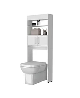 Fm Furniture Bisbee 2-Door Over-the-Toilet Bathroom Storage Cabinet Shelf, White