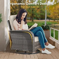 Xizzi 5-Piece Outdoor Wicker Patio Furniture Set, Double Resistance Rattan Rocking Chair and Coffee Table Conversation Set for Balcony Backyard De