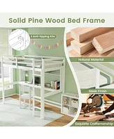 Loft Bed Frame with Safety Guardrail for Kids Secure and Space-Saving Design for Bedrooms