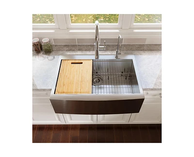 DeerValley 30" L x 22'' W Farmhouse Apron Single Bowl Stainless Steel Kitchen Sink with Accessories