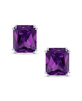Bling Jewelry Rectangle Shape Statement 7CT Emerald Cut Cz Solitaire Clip On Stud Earrings Rhodium Plated Brass Non Pierced 14MM x 12MM