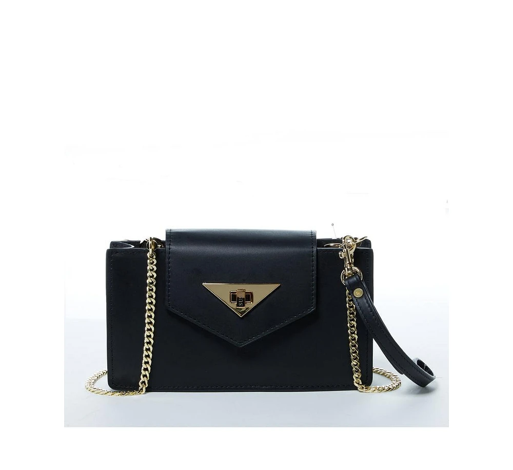 Susu The Mary Black Small Crossbody Leather Wristlet