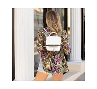 Susu The Ashley White Leather Backpack Purse