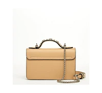 Susu The Hollywood Leather Crossbody Studded Bag Beige