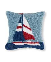 8" x 8" Sail Boat Hooked Small Petite Throw Pillow