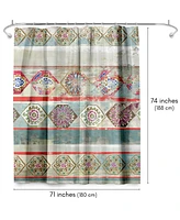 71x74 Green Boho Shower Curtain - 100% Polyester - Water-Resistant Bath Curtain