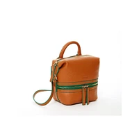 Susu Brown Leather Backpack Purse for Women Convertible Crossbody Bag Medium Size with Front and Back Pockets