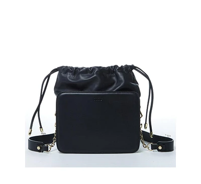 Susu The Patricia Black Leather Purse Drawstring