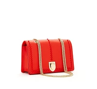 Susu Leather Shoulder Bag with Chain Strap, Medium Size Crossbody Bag Red Purse