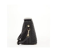 Susu Woven Leather Bucket Bag Quilted Black Crossbody Purse Women's Handbag