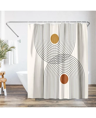 71x74 Boho Geometric Shower Curtain - 100% Polyester - Water-Resistant Bath Curtain