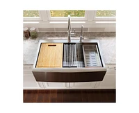 DeerValley 33 in. x 22 in. Single Bowl Apron Front Stainless Steel Kitchen Sink with Accessories