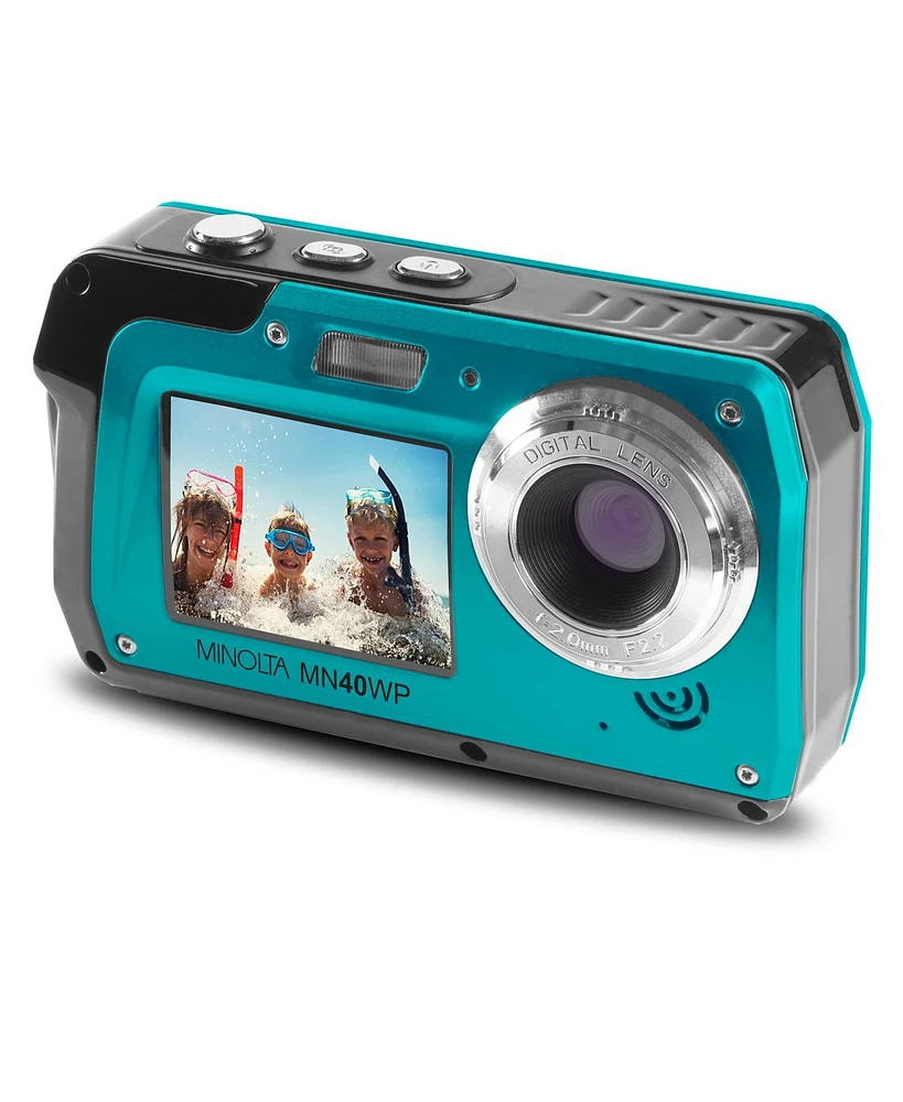 Minolta MN40WP 48MP Qhd Dual Lcd Screen Waterproof Camera, Blue