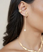 Ettika Linear Lux Cultivated Pearl Drop Earrings