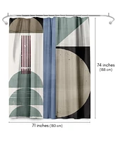 71x74 Modern Abstract Shower Curtain - 100% Polyester - Water-Resistant Bath Curtain