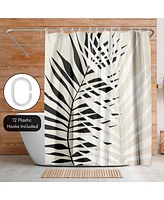 71x74 Abstract Leaf Shower Curtain - 100% Polyester - Water-Resistant Bath Curtain