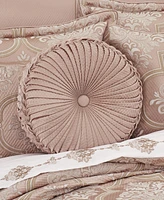 J Queen New York Rosewater Tufted Decorative Pillow, 15" Round