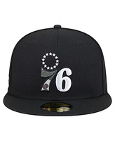 New Era Men's Black Philadelphia 76ers Camo Print Uv 59FIFTY Fitted Hat