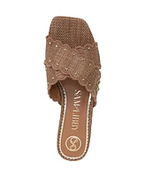 Sam and Libby Women's Khalia Crisscross Block Heel Slide Flat Sandals