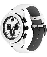 Movado Men's Bold Tr90 Swiss Quartz Chrono White Leather Watch, 43.5mm