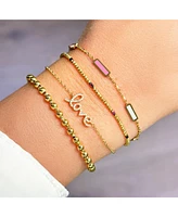 The Lovery Pink Mixed Bar Chain Bracelet 14K Gold