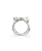 Swarovski Crystal Cultivated Pearl Round Cut Statement Ring