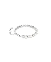 Swarovski Crystal Cultivated Pearl Round Cut Tennis Bracelet