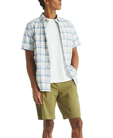 Nautica Men's Short Sleeve Plaid Button-Down Shirt