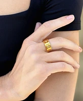 Adornia Tarnish Resistant Gold Crystal Clover Band Ring